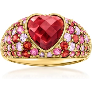 image:imageRossSimons 240 Carat HeartShaped Garnet and 270 ct tw MultiGemstone Ring in 18kt Gold Over SterlingAmethyst