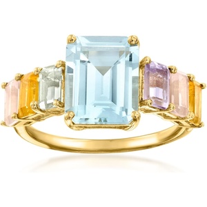 image:imageRossSimons 390 Carat Sky Blue Topaz and 160 ct tw MultiGemstone Ring in 18kt Gold Over SterlingAmethyst