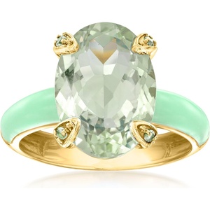 image:imageRossSimons 500 Carat Prasiolite Ring With Peridot and Pastel Green Enamel in 18kt Gold Over SterlingPeridot