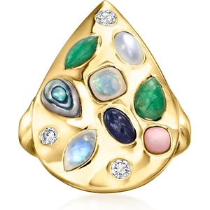 image:imageRossSimons MultiGemstone Teardrop Ring With 20 ct tw LabGrown Diamonds in 18kt Gold Over SterlingDiamond