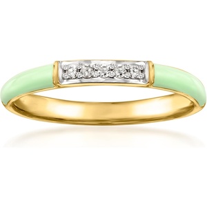 image:imageRossSimons Pastel Green Enamel Ring With Diamonds in 18kt Gold Over SterlingDiamond