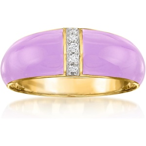 image:imageRossSimons Pastel Purple Enamel Dome Ring With Diamonds in 18kt Gold Over SterlingDiamond