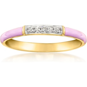 image:imageRossSimons Pastel Purple Enamel Ring With Diamonds in 18kt Gold Over SterlingDiamond