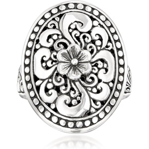 image:imageRossSimons Sterling Silver BaliStyle Floral Filigree RingNo Gemstone