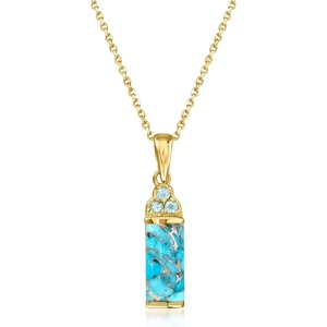 image:imageRossSimons Turquoise Pendant Necklace With 10 ct tw Swiss Blue Topaz in 18kt Gold Over Sterling 18 inches
