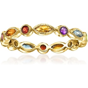 image:imagePure Collection by RossSimons 084 ct tw MultiGemstone Geometric Eternity Band in 14kt Yellow GoldAmethyst