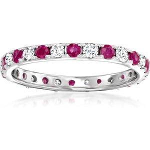 image:imageRossSimons 070 ct tw Ruby and 50 ct tw Diamond Eternity Band in 14kt White GoldRuby