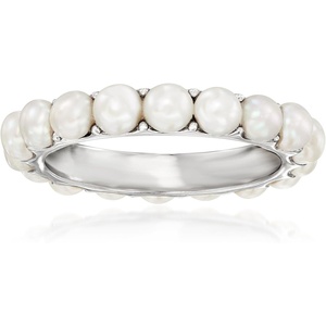 image:imageRossSimons 35mm Cultured Pearl Eternity Band in Sterling Silver Size 9