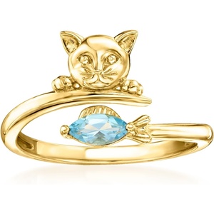 image:imageRossSimons 020 Carat Swiss Blue Topaz Cat and Fish Ring in 18kt Gold Over SterlingTopaz
