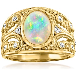image:imageRossSimons Ethiopian Opal Ring With 20 ct tw White Topaz in 18kt Gold Over SterlingOpal