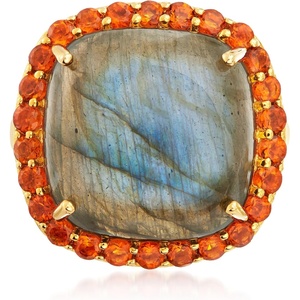 image:imageRossSimons Labradorite and 100 ct tw Orange Citrine Ring in 18kt Gold Over SterlingCitrine