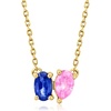 image:imagePure Collection by RossSimons 030 ct tw Blue and Pink Sapphire Toi Et Moi Necklace in 14kt Yellow Gold 16 inches