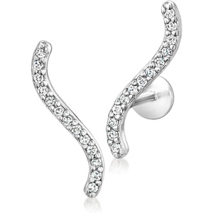 image:imagePure Collection by RossSimons 010 ct tw Diamond Curved Ear Climbers in Sterling Silver