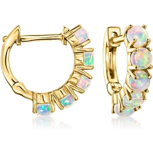 image:imagePure Collection by RossSimons Opal Huggie Hoop Earrings in 14kt Yellow Gold
