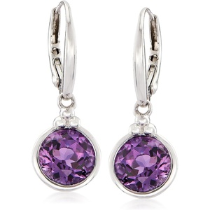 image:imageRossSimons 330 ct tw Amethyst Drop Earrings in Sterling Silver