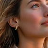 image:imageRossSimons 020 ct tw Diamond Hoop Earrings in 18kt Gold Over Sterling