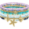 image:imageRossSimons MultiGemstone and 14kt Yellow GoldPlated Jewelry Set 9 Bead Stretch Bracelets With Sea Life CharmsAmazonite