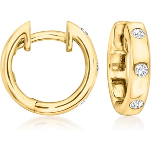 image:imageRossSimons 020 ct tw Diamond Hoop Earrings in 18kt Gold Over Sterling