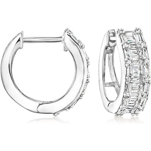 image:imageRossSimons 050 ct tw Diamond Hoop Earrings in Sterling Silver