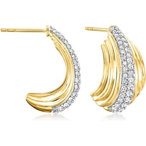 image:imageRossSimons 100 ct tw Diamond JHoop Earrings in 18kt Gold Over Sterling