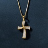 image:imageRossSimons 025 ct tw Diamond Twisted Cross Pendant Necklace in 18kt Gold Over SterlingDiamond