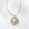 image:imageRossSimons 665mm Cultured Pearl and 50 ct tw Sky Blue Topaz Sun Pendant Necklace in Sterling Silver and 18kt Gold Over Sterling 18 inches