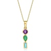 image:imagePure Collection by RossSimons 020 Carat Amethyst 10 Carat Emerald and 10 Carat Swiss Blue Topaz Stacked Pendant Necklace in 14kt Yellow GoldAmethyst