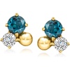 image:imagePure Collection by RossSimons 040 ct tw London Blue Topaz and 16 ct tw LabGrown Diamond Earrings in 18kt Gold Over Sterling