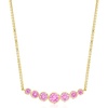 image:imagePure Collection by RossSimons 160 ct tw Graduated BezelSet LabGrown Pink Sapphire Curved Bar Necklace in 18kt Gold Vermeil 16 inches