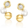 image:imagePure Collection by RossSimons 335mm Cultured Pearl and 11 ct tw LabGrown Diamond Bead Earrings in 18kt Gold Over Sterling