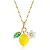 image:imagePure Collection by RossSimons Multicolored Enamel Lemon and MotherOfPearl Flower Charm Necklace in 18kt Gold Over Sterlingmother of pearl