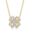 image:imageRossSimons 020 ct tw Diamond Clover Necklace in 18kt Gold Over SterlingDiamond