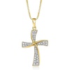 image:imageRossSimons 025 ct tw Diamond Twisted Cross Pendant Necklace in 18kt Gold Over SterlingDiamond