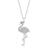 image:imageRossSimons 040 ct tw CZ Flamingo Pendant Necklace With Single Black CZ in Sterling Silver 18 inches