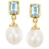 image:imageRossSimons 120 ct tw Sky Blue Topaz and 859mm Cultured Pearl Drop Earrings in 18kt Gold Over Sterling