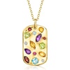 image:imageRossSimons 204 ct tw Scattered MultiGemstone Tag Pendant Necklace With LabGrown Diamonds in 18kt Gold Over Sterling 18 inches
