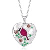 image:imageRossSimons 370 Carat Ruby and 10 ct tw Garnet Cardinal Floral Locket Necklace With Multicolored Enamel in Sterling Silver 18 inches
