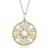 image:imageRossSimons 665mm Cultured Pearl and 50 ct tw Sky Blue Topaz Sun Pendant Necklace in Sterling Silver and 18kt Gold Over Sterling 18 inches