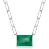 image:imageRossSimons 750 Carat Emerald Paper Clip Link Necklace in Sterling Silver 18 inches