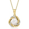 image:imageRossSimons 7mm Cultured Pearl Love Knot Pendant Necklace With Diamonds in 14kt Yellow Gold20 Inches
