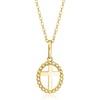 image:imageRossSimons Italian 10kt Yellow Gold Cross Beaded Frame Pendant NecklaceNo Gemstone
