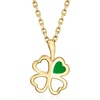 image:imageRossSimons Italian 14kt Yellow Gold Shamrock Pendant Necklace With Green Enamel 16 inches