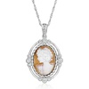 image:imageRossSimons Italian Orange Agate Cameo Pendant Necklace With 30 ct tw Czs in Sterling Silver