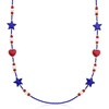 image:imageRossSimons Italian Red and Blue Murano Glass Patriotic Bead and 657mm Cultured Pearl Necklace With 18kt Gold Over Sterling 24 inches