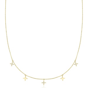 image:imagePure Collection by RossSimons 010 ct tw Diamond North Star Station Necklace in 14kt Yellow Gold 18 inches