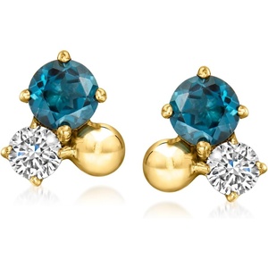 image:imagePure Collection by RossSimons 040 ct tw London Blue Topaz and 16 ct tw LabGrown Diamond Earrings in 18kt Gold Over Sterling