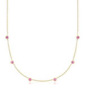 image:imagePure Collection by RossSimons 070 ct tw BezelSet LabGrown Pink Sapphire Station Necklace in 18kt Gold Over Sterling 16 inches