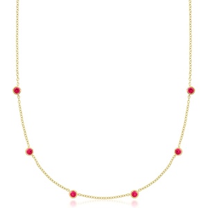 image:imagePure Collection by RossSimons 080 ct tw BezelSet LabGrown Ruby Station Necklace in 18kt Gold Over Sterling 16 inches