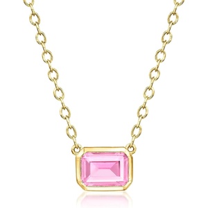 image:imagePure Collection by RossSimons 110 Carat LabGrown Pink Sapphire Necklace in 18kt Gold Over Sterling 16 inches