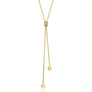 image:imagePure Collection by RossSimons Italian 14kt Yellow Gold Lariat Knot Necklace 16 inches